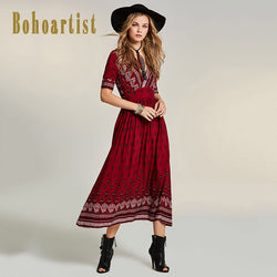 Deep V Neck Floral Dress By Bohoartist